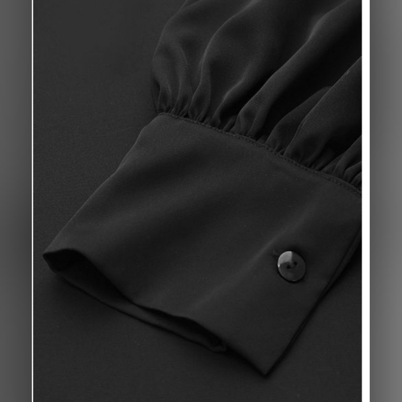 Button up Ruched Puff Sleeve Collared Blouse - Picture 6 of 8